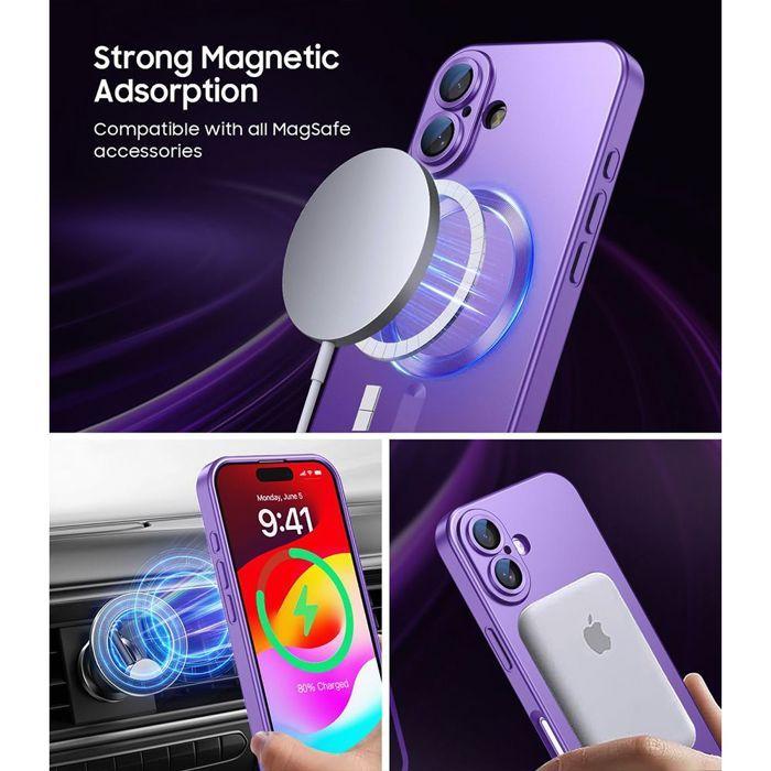 Coque de Protection - E.F.Connection - pour iPhone Air - TPU avec Anneau Magnétique Violet - 2 Vitres