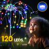 60/90/150/200 LED Solar Fireworks Lights Outdoor Decorative Multicolor Starburst Waterproof Lamps with 8 Modes for Garden Path