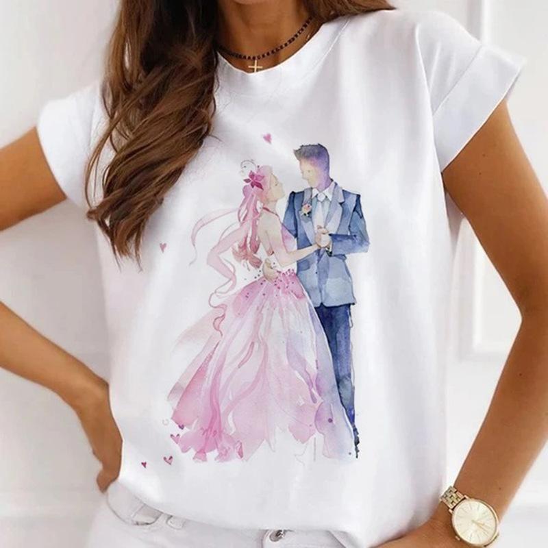 Модная креативная женская футболка с 3D рисунком розы 90-х годов, летняя блузка, свободные футболки с короткими рукавами, белые женские топы с круглым вырезом, одежда