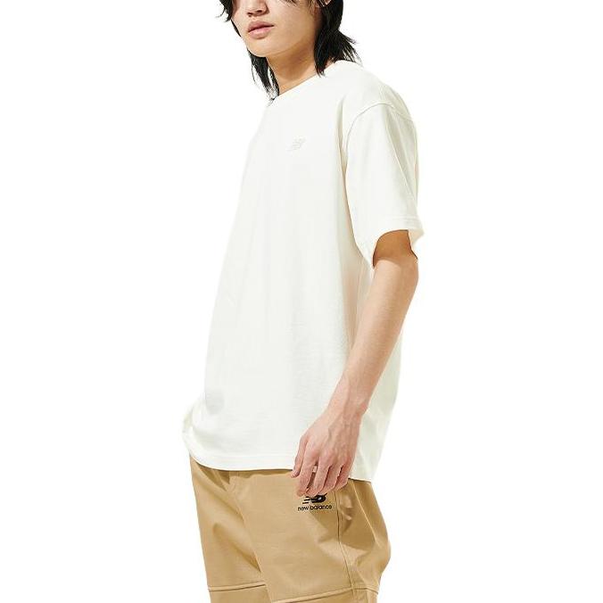 Men's New Balance T-Shirts Men's Ecru Crew Neck Moderate