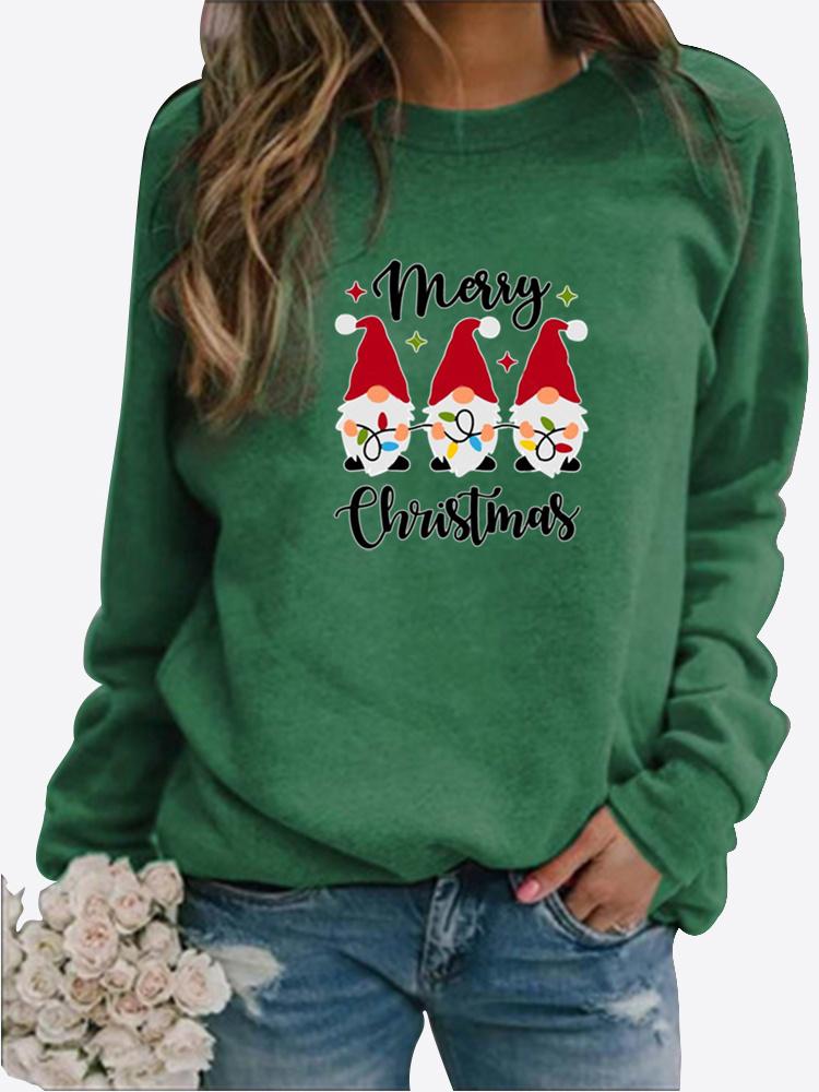 Осенне-зимний женский свитер с рождественской тематикой и принтом, повседневная толстовка с круглым вырезом и длинными рукавами, топ больших размеров