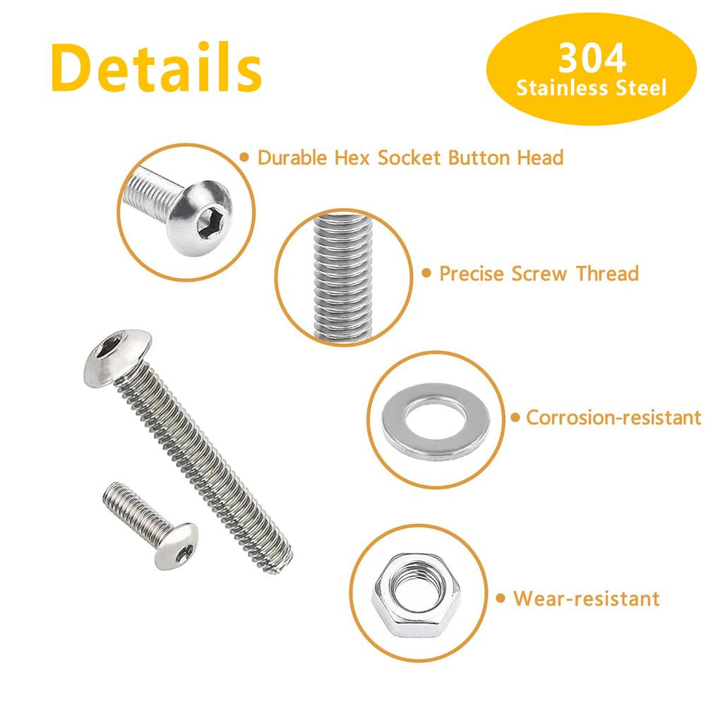 Набор из 660 штук метрических винтов с полукруглой головкой и шестигранным углублением и гаек