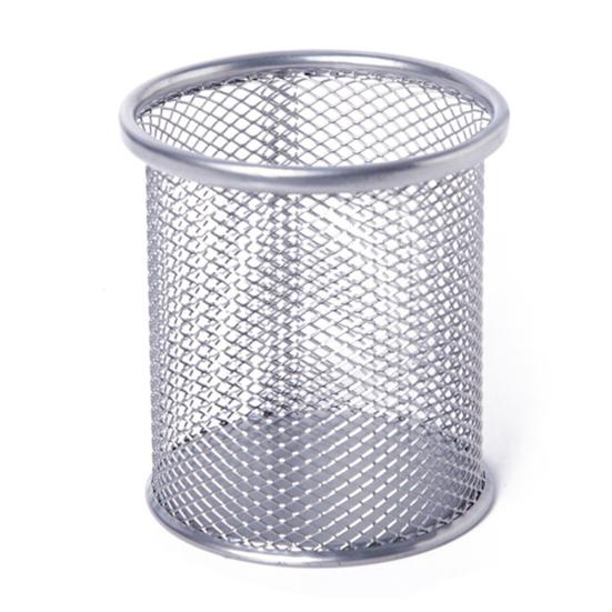 Round/Square Iron Mesh Pen Holder Office Desktop Pencil Stationery Box Case