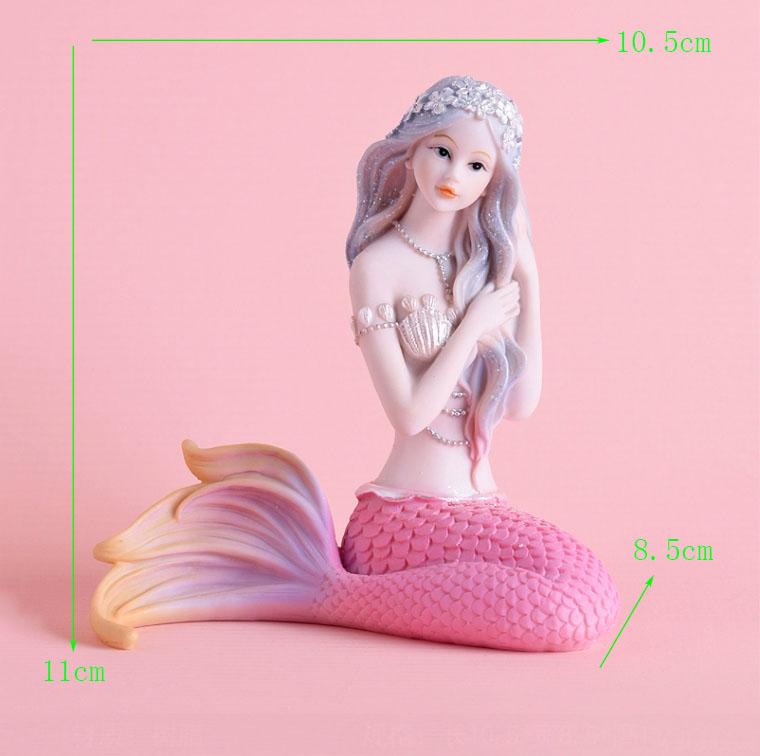 Скандинавские смоляные милые фигурки принцессы-русалки, украшения для аквариума, кавайный декор, украшение для дома, поделки, подарки на день рождения