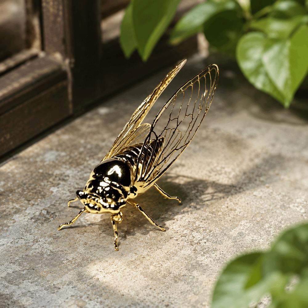 Exquisite Zinc Zinc Alloy Animal Statue Mini Vintage Insect Sculpture Creative Cicada Figurine Tea Ceremony
