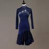 Seamless Raglan Sleeve Latin Dance Dress Women Professional Performance Costume In Black Navy With Pink