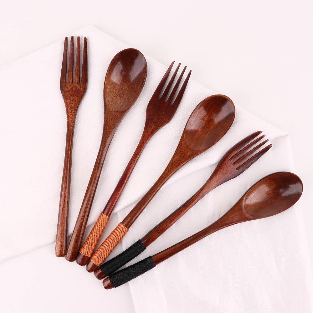 Dinner Kit Wooden Dinnerware Home Tableware Fork Chopsticks Spoon Set Cutlery Utensils Sets