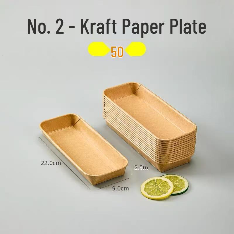 Одноразовые крафтовые бумажные обеденные тарелки - прямоугольные/квадратные, пищевые, для барбекю, пикника, вечеринки.