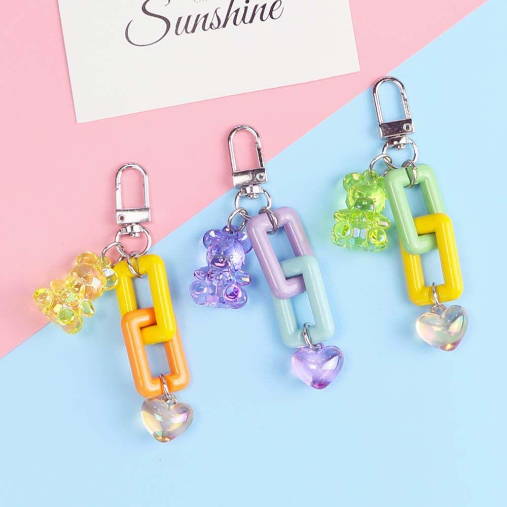 Key Holder Crystal Bear Key Chains Mobile Phone Chain Bag Pendant Decoration Korean Style Key Ring