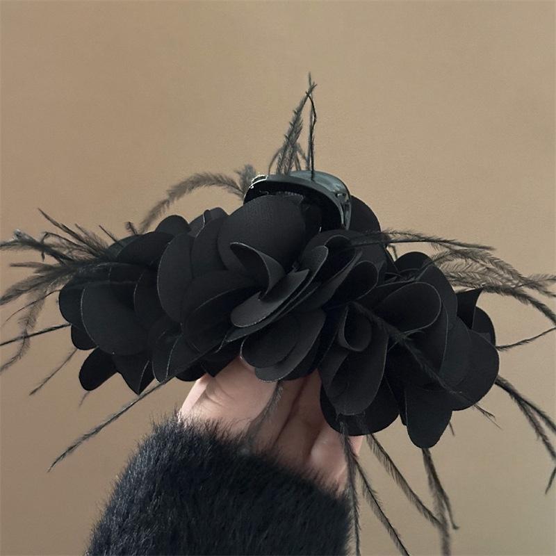 Многослойная лепестковая акулья заколка-перо Классический цвет Модная заколка для волос Женская Элегантный темперамент Универсальные аксессуары для волос