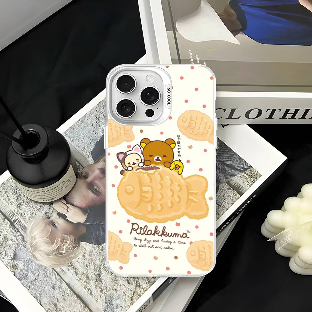 Rilakkuma Relaxed Bear Phone Cover For IPhone 16 15 14 13 12 11 17 Pro Max Plus Color Silver Shell