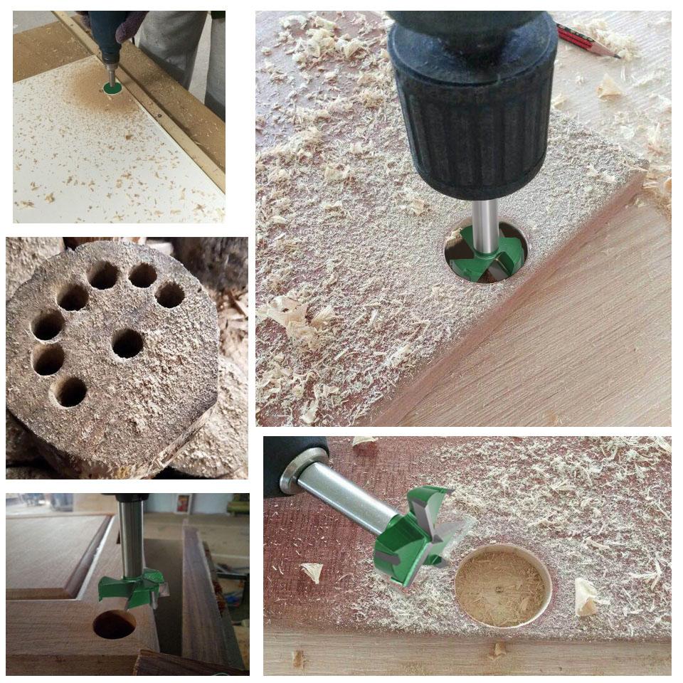 1pcs 28-70mm 3 Teeth Forstner Tips Woodworking Tools Hole Saw Cutter Hinge Boring Drill Bits Round Shank Tungsten Carbide Cutter