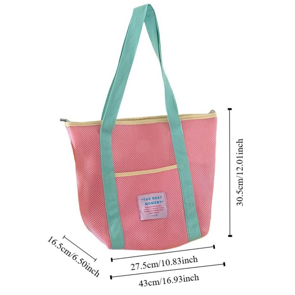 Shoulder Bag Mesh Tote Bag Colored Mesh Handbag Picnic Snack Bag Mesh Shopping Bag Travel