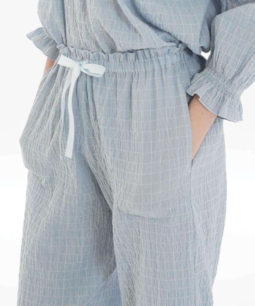 Пижамный комплект с вуалью и сборками, в клетку, синий [Narue], женский, ML