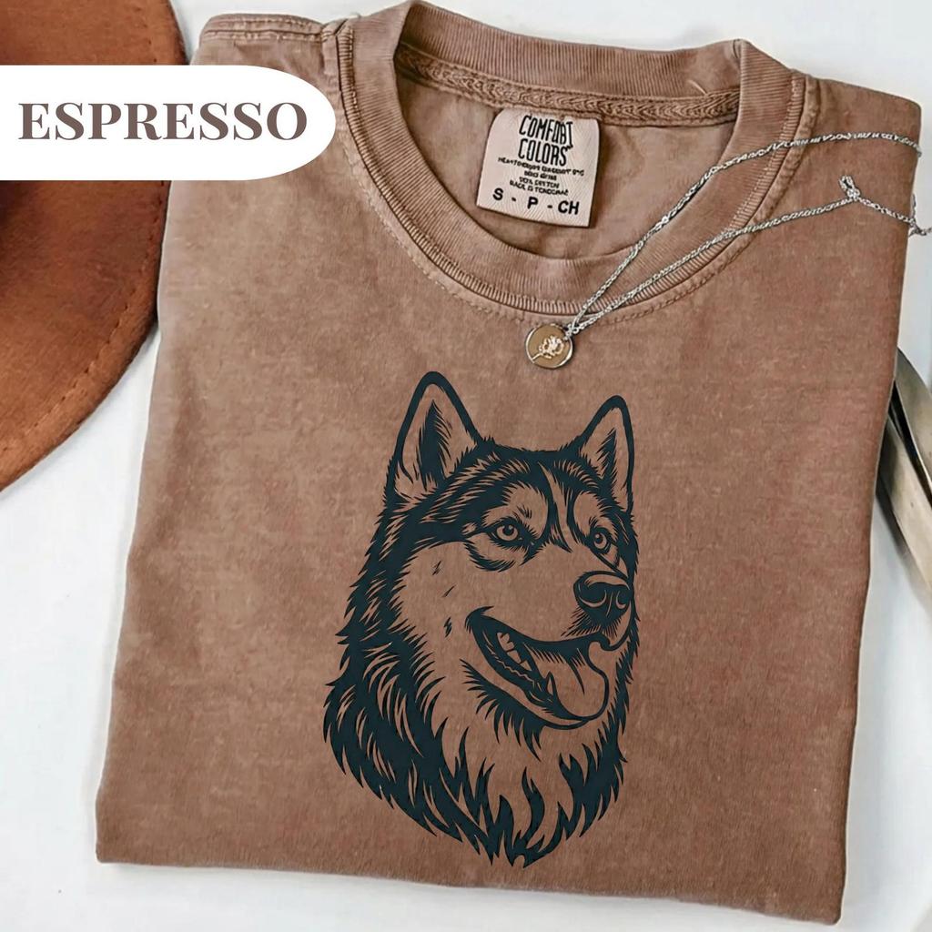 Comfort Colors® Husky Dog Portrait T-Shirt and kids tshirt, Dog Mom Shirt and kids tshirt, Graphic Tee