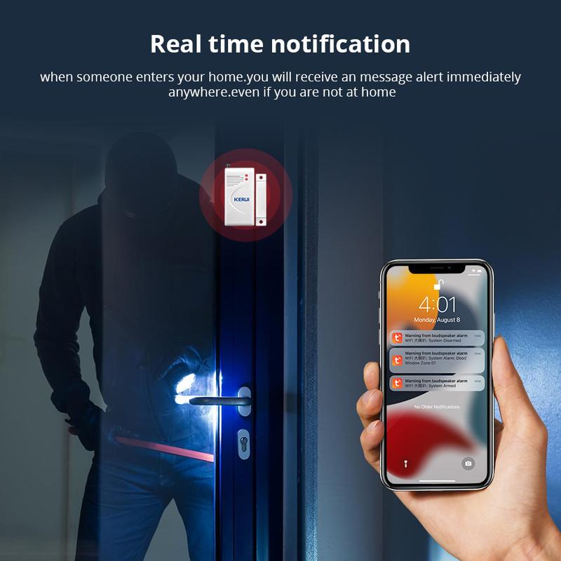KERUI Tuya Smart WIFI Wireless Security Home Alarm System Kit Burglar Garage Alert Siren with Motion Door Sensor Alexa