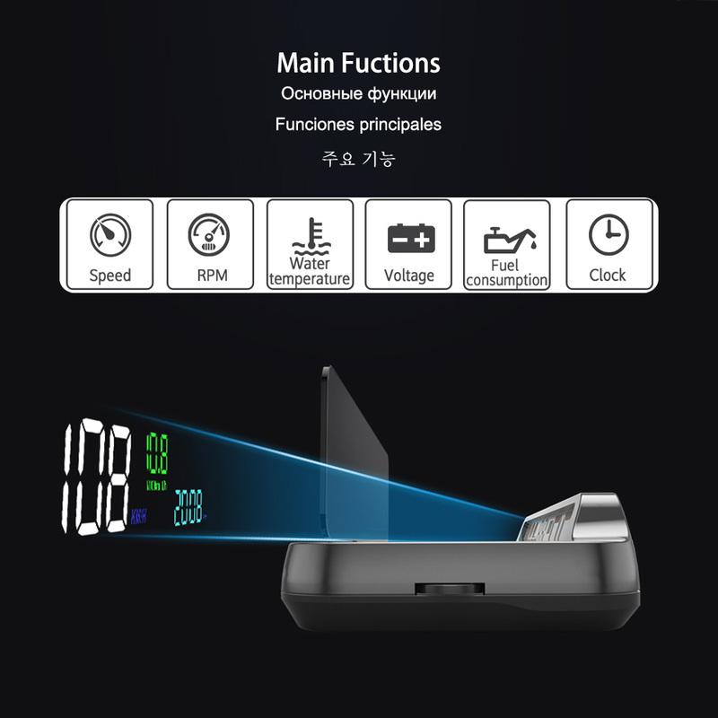 Новый HUD-проектор на лобовое стекло OBD2, зеркало с отображением скорости, автоматический подъем, тахометр, датчик расхода топлива, датчик температуры охлаждающей жидкости MX10