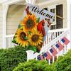 2D Flat, 1pc Home Decorative Cardinal Sunflower Welcome Spring Summer House Flag Garden Flag Double Sided (30.48x45.72cm/101.6x71.12cm) Welcome Garden