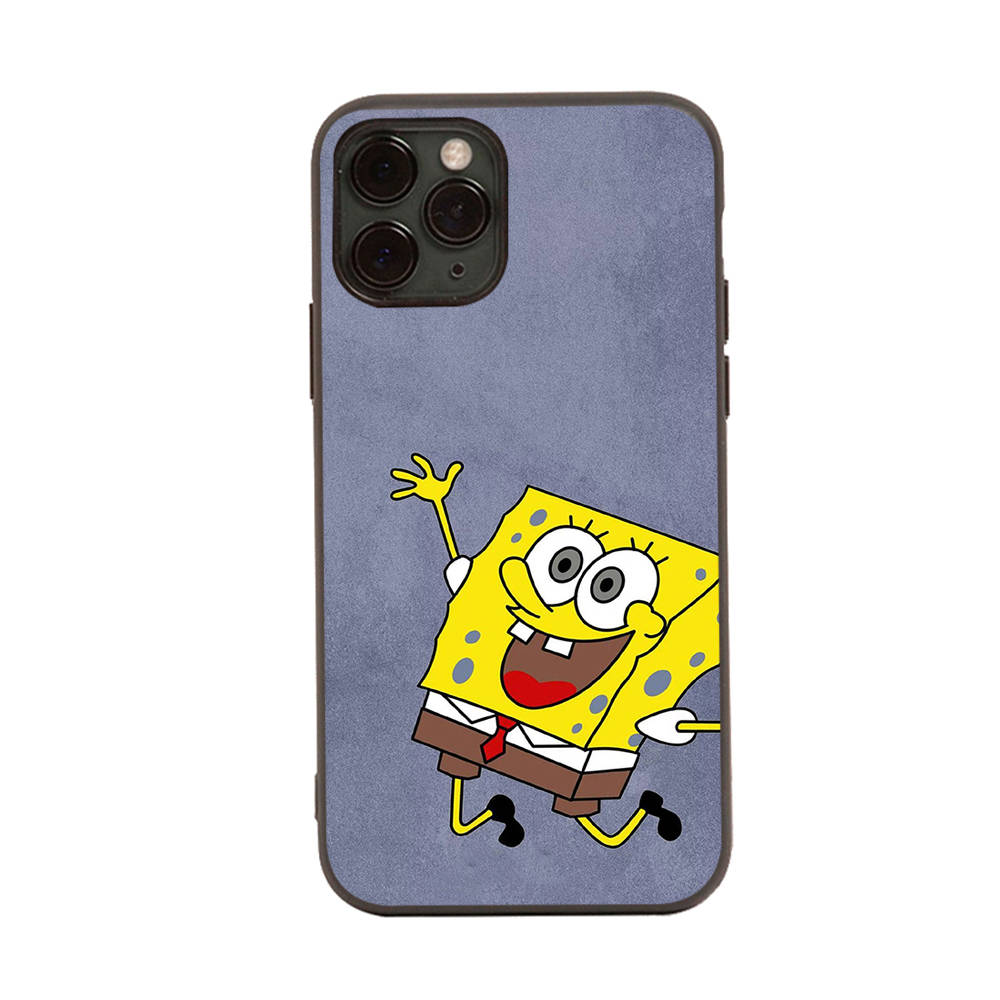 PB7 Little Cute Spongebob Black Sofe Case for iPhone 16 15 Plus 14 13 Pro 8 SE XR XS Max P30 Nova 5T Y5P Y6 Y7 Y8P Y9 Realme C30 C33 C31 VIVO Y36 V27