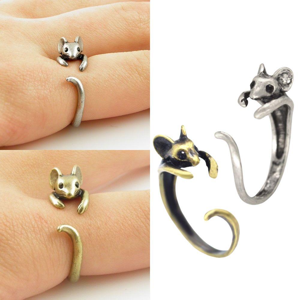 Fashion Jewelry Mouse Animal Boho Vintage Ring Alloy