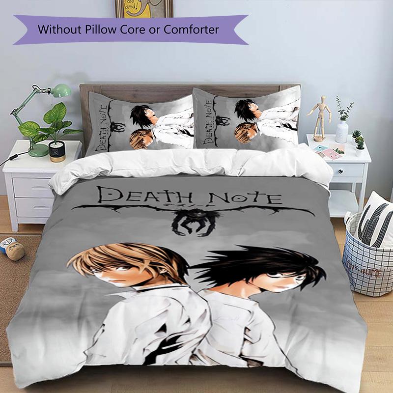 Death Note 3pcs Bedding Set Duvet Cover Closure Includes 1 Duvet Cover & 2 Pillowcases for All Seasons Bedroom Home Dorm Decor