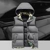 Men Hooded Vest Camouflage Liner Autumn Winter Stand Collar Warm Windproof Slant Pockets Zipper Closure Casual Male Sleeveless W