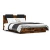 Bed Frame with Headboard Smoked Oak 120x190 cm Wood Based Material