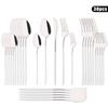 30Pcs Tableware Set Stainless Steel Cutlery Dinner Knife Dessert Fork Spoon Dinnerware White Gold Flatware Kitchen Silverware