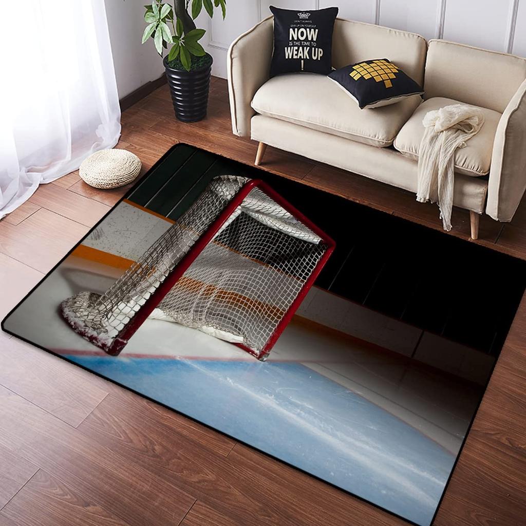 Ковер с хоккейной тематикой, домашний плюшевый нескользящий ковер для хоккея, спортивный ковер для декора гостиной, спальни, игровой комнаты, напольный коврик для хоккеиста