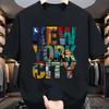 2025 Summer Men's 100% Pure Cotton New York City English Printed Round-neck Short-sleeved T-shirt Top