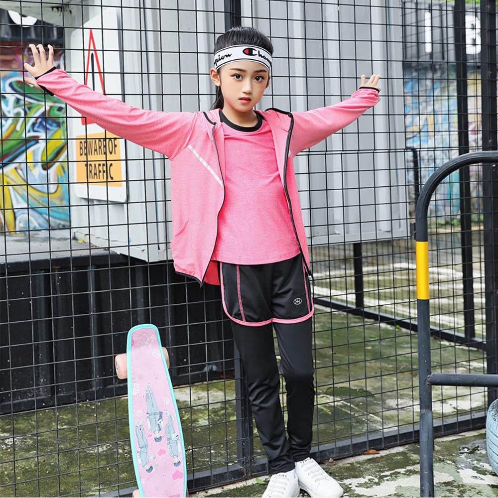 Йога Тренировки Бег Топ и 4 Части Фитнес Спортивный Быстрый Длинный Короткий Короткий Зимний 110 [HYJEAL] Детская Спортивная Одежда, Одежда для Девочек, Одежда, Одежда, Низ,