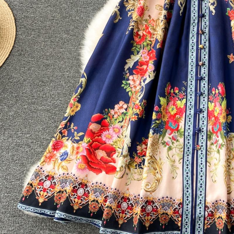 Fahison новые однобортные женские платья с принтом во французском стиле, весенне-осенние длинные платья, винтажное вечернее платье трапециевидной формы для женщин