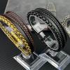 Высококачественные кожаные браслеты из нержавеющей стали для мужчин Шесть цветов Панк Плетение curb кубинская цепь Браслеты на руку Ювелирные изделия Подарки