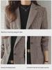 Women's Houndstooth Suit Jacket - 2024 Spring/Fall Casual Plaid Blazer for Middle-Aged Women