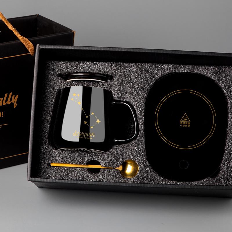 Персонализированная керамическая кружка для кофе с крышкой и ложкой - Праздничный дизайн для пар