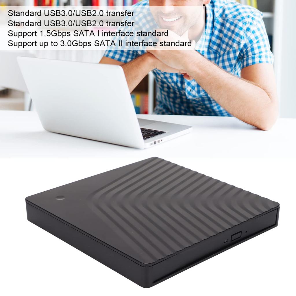 External DVD Drive Removable 5Gbps Laptop Optical Drive Support SATA I Support Power Saving Sleep for SATA DVDRW Drive Box, USB3.0/USB2.0 Enclosure,