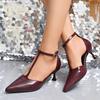 Fashion 2025 New Slimming T-shaped Pumps Women Sexy Thick Heel Pointed Mid Heel Single Shoes Stain Summer Shallow Party Dress Shoe