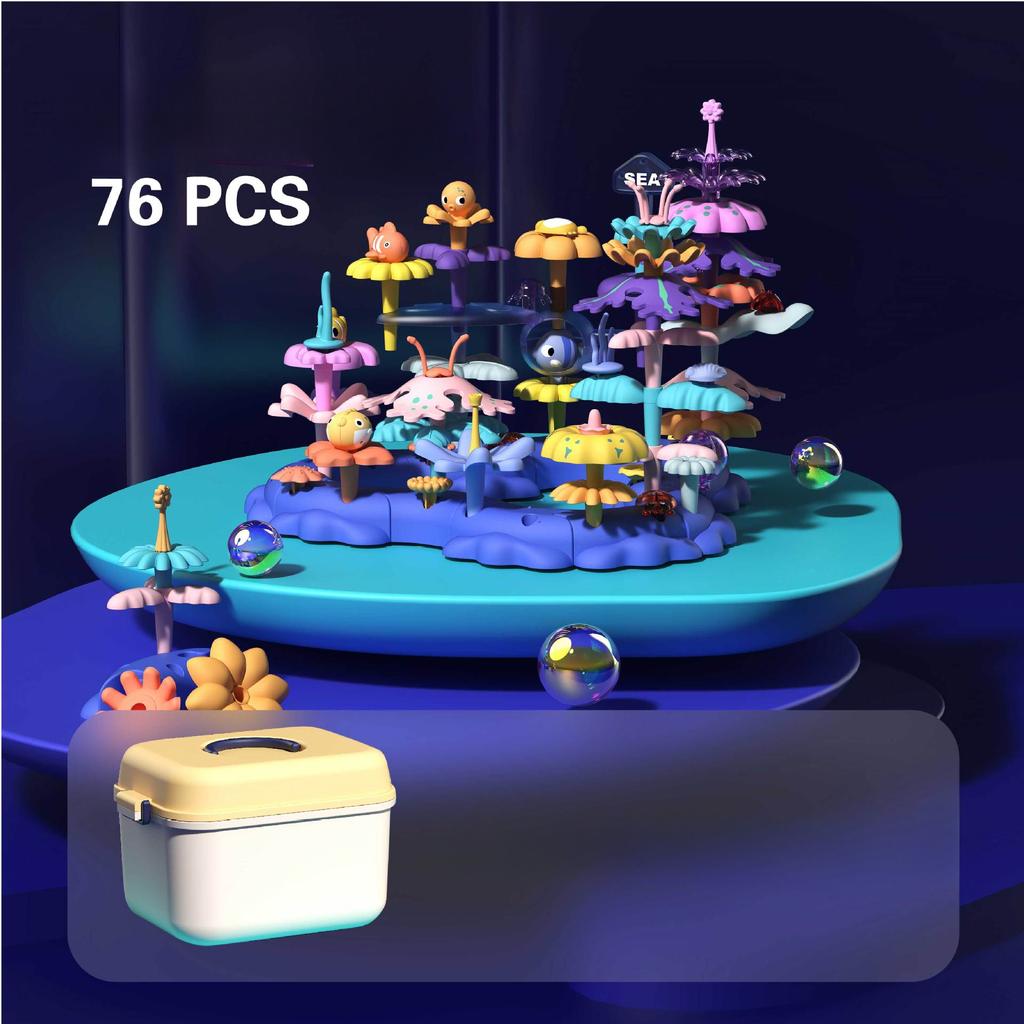 Children's Building Block Flower Bed Assembly Toys, Girls' Educational and Versatile Garden Building Block Flower Arrangement Toys Storage Box