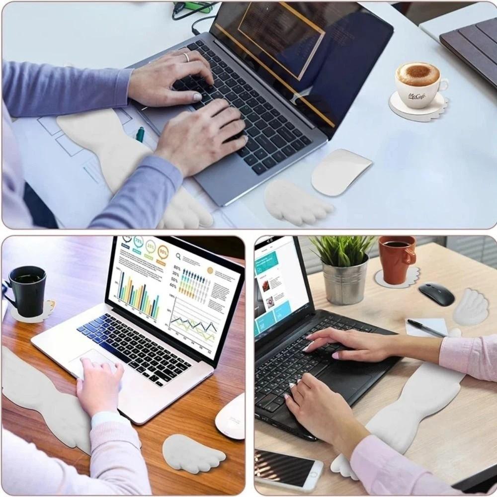 Wing Design Ergonomic Mouse Cushion Slow Rebound Wristband Mouse Mat  Relax Wrist