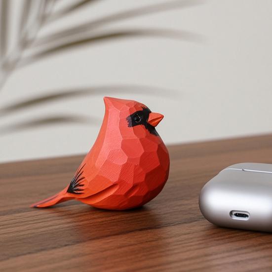 Small Bird Figurine, Hand Carved Texture Resin Wildlife Bird Statue, Rustic Miniature Animal Ornament for Home Desk, Office Decor