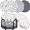 8PCS/Set Cotton Rope Woven Coaster with Holder Table Insulating Mat for Cup Bowl Resistant Coffee Shop Desktop Protection Pad