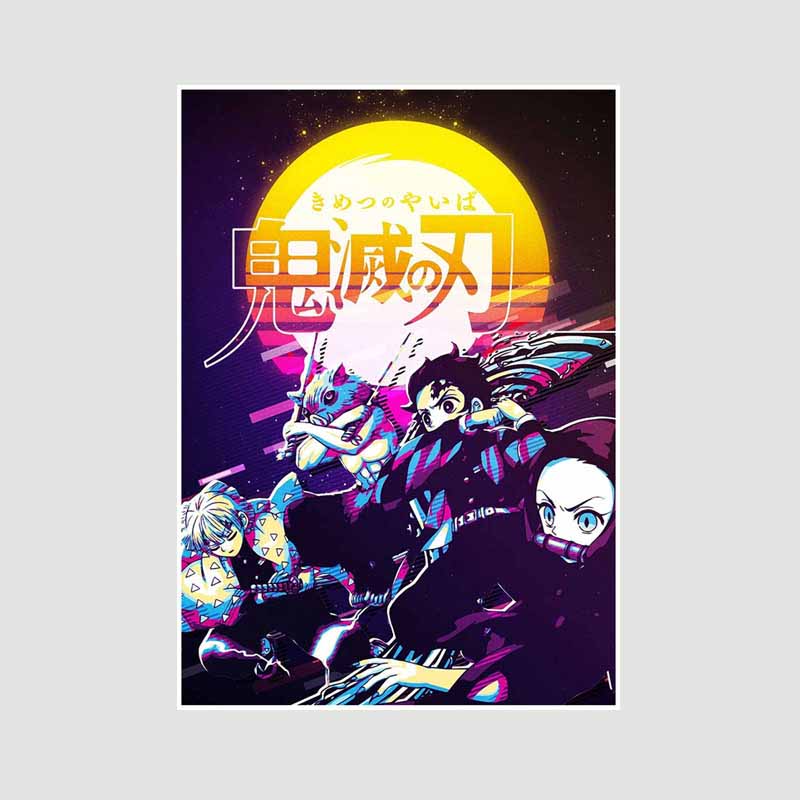 Японский комикс фильм «Убийца демонов» поезд «Муген» аниме-постеры Kimetsu No Yaiba Белый бумажный постер Художественная роспись настенное украшение Фреска Домашний декор