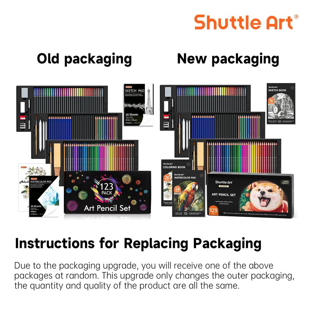 Shuttle Art Colored 123 Piece Coloring Book for Metallic Pencil Watercolor Paper Convenient For Celebration Instruction Manual Included Pencils, Set,