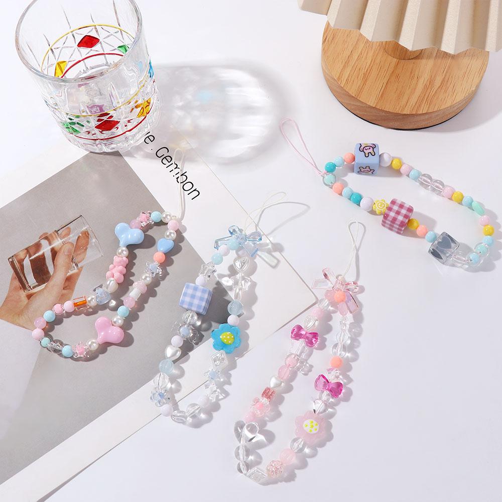 Flower Heart Telephone Jewelry Phone Case Lanyard Cellphone Strap Mobile Phone Chain Phone Lanyard