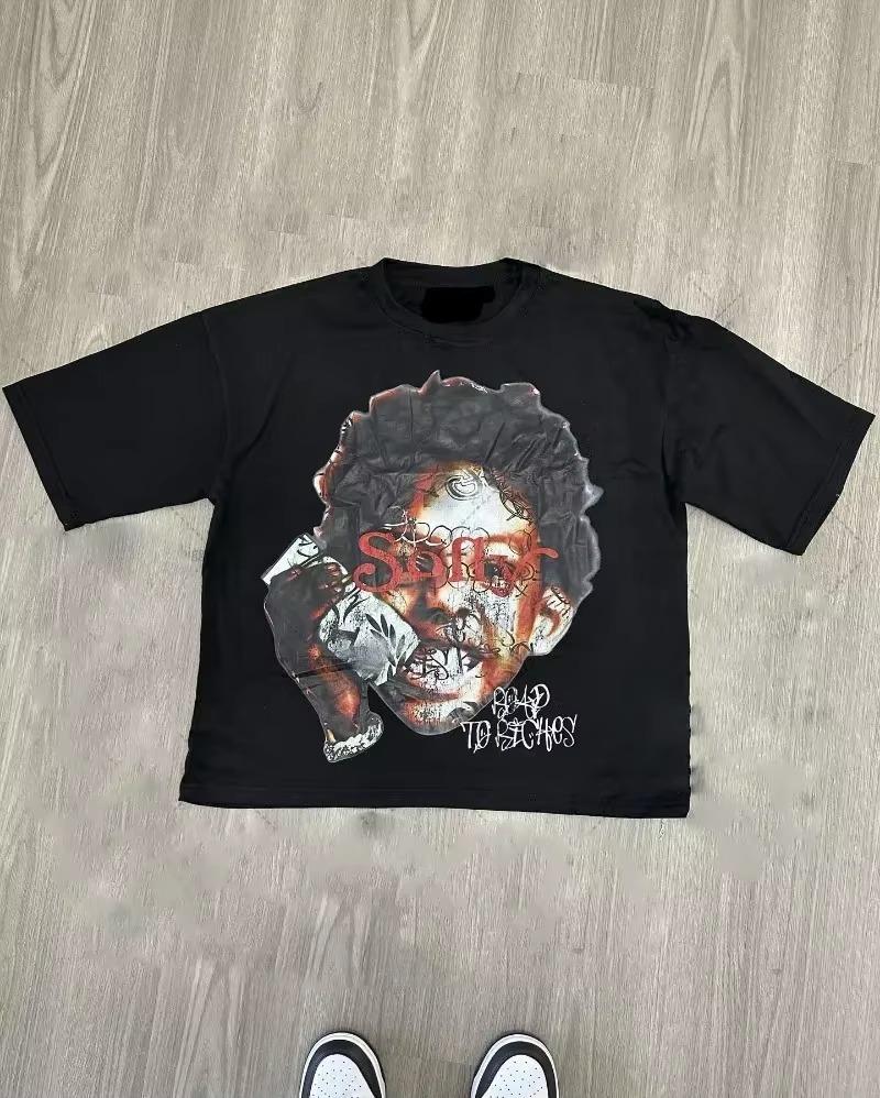 Vintage Brickstyle Cool Tongueout Boy Head Graphic Tee Cotton Unisexs Unisexs Tshirt Y2k Streetwear