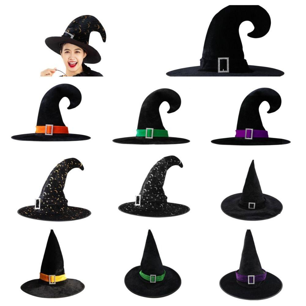 Угол изгиба Шляпа на Хэллоуин Позолоченная Шапка дьявола Панк Хэллоуин Шляпа ведьмы волшебника Ночной клуб