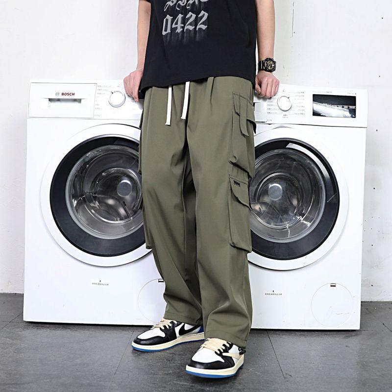 Straight-leg Silm Cargo Pants Men Autumn Thickening Trendy Boys Loose Drooping Casual Autumn Men's Pants Students