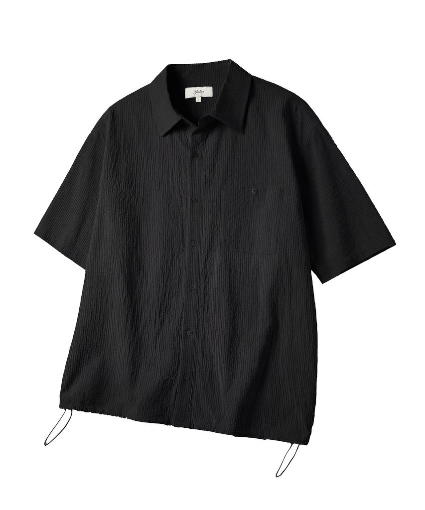 YALE Seersucker Check String Shirt_Black