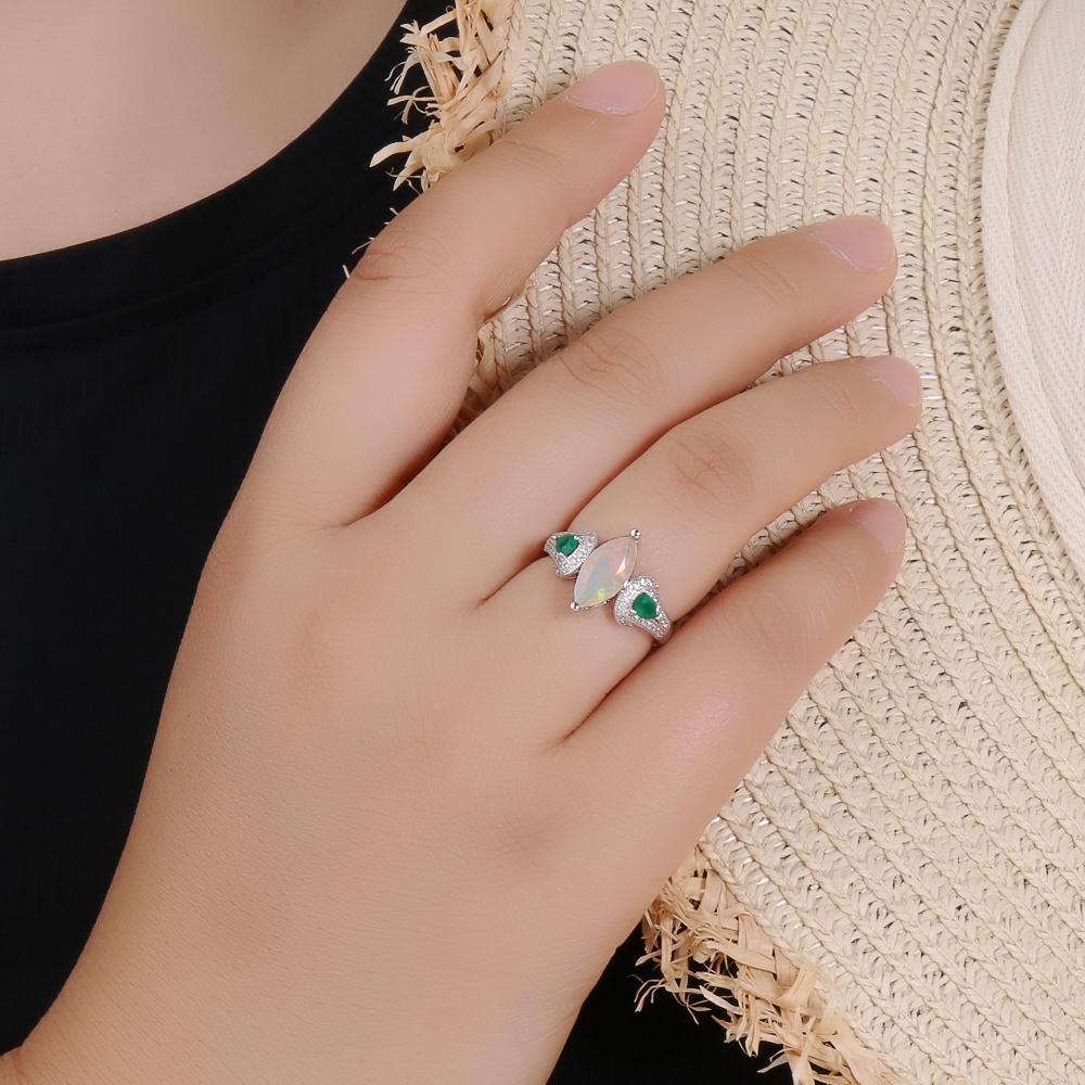 Exquisite Opal Ring S925 Silver with Natural Ethiopia Opal Gemstones Fine Jewelry for Women Mom Wife Nice Birthday Party Gift