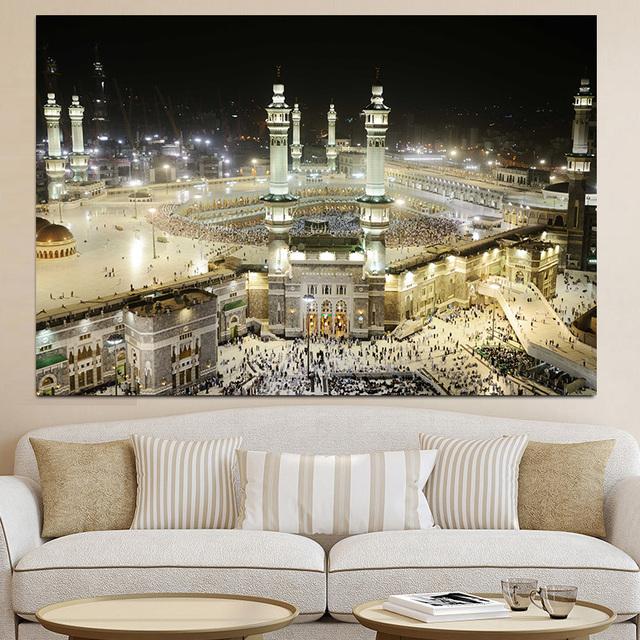 Пейзаж Мечеть Холст Картина Широкий Мекка Свет Вид Плакаты и принты Настенные художественные фотографии Гостиная Домашний декор Без рамки